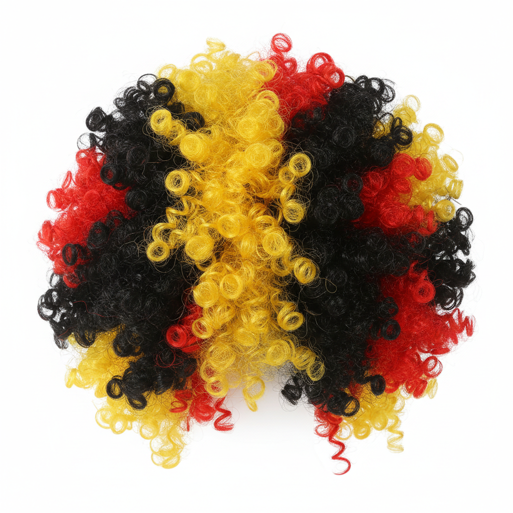 Germany Fan Wig in black, red, and gold colors