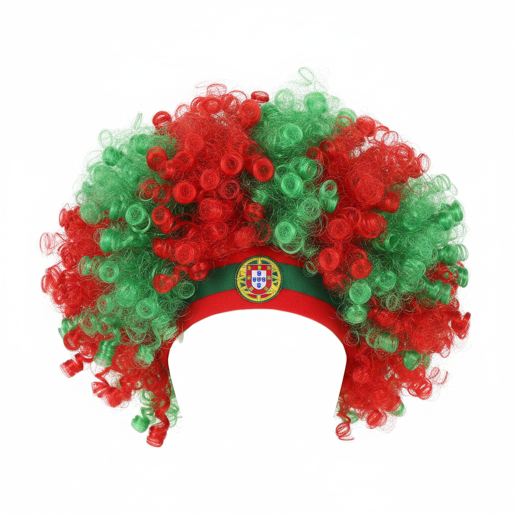 Portugal fan wig red and green colors