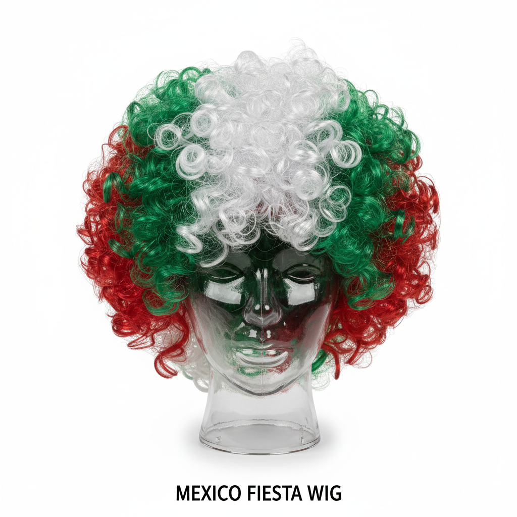 Mexico fan wig green white and red
