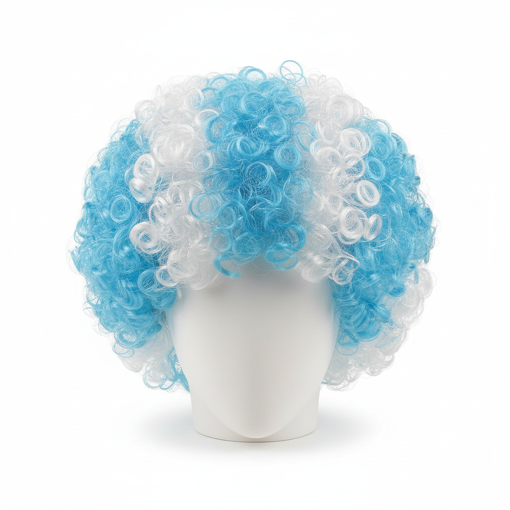 Argentina fan wig light blue and white