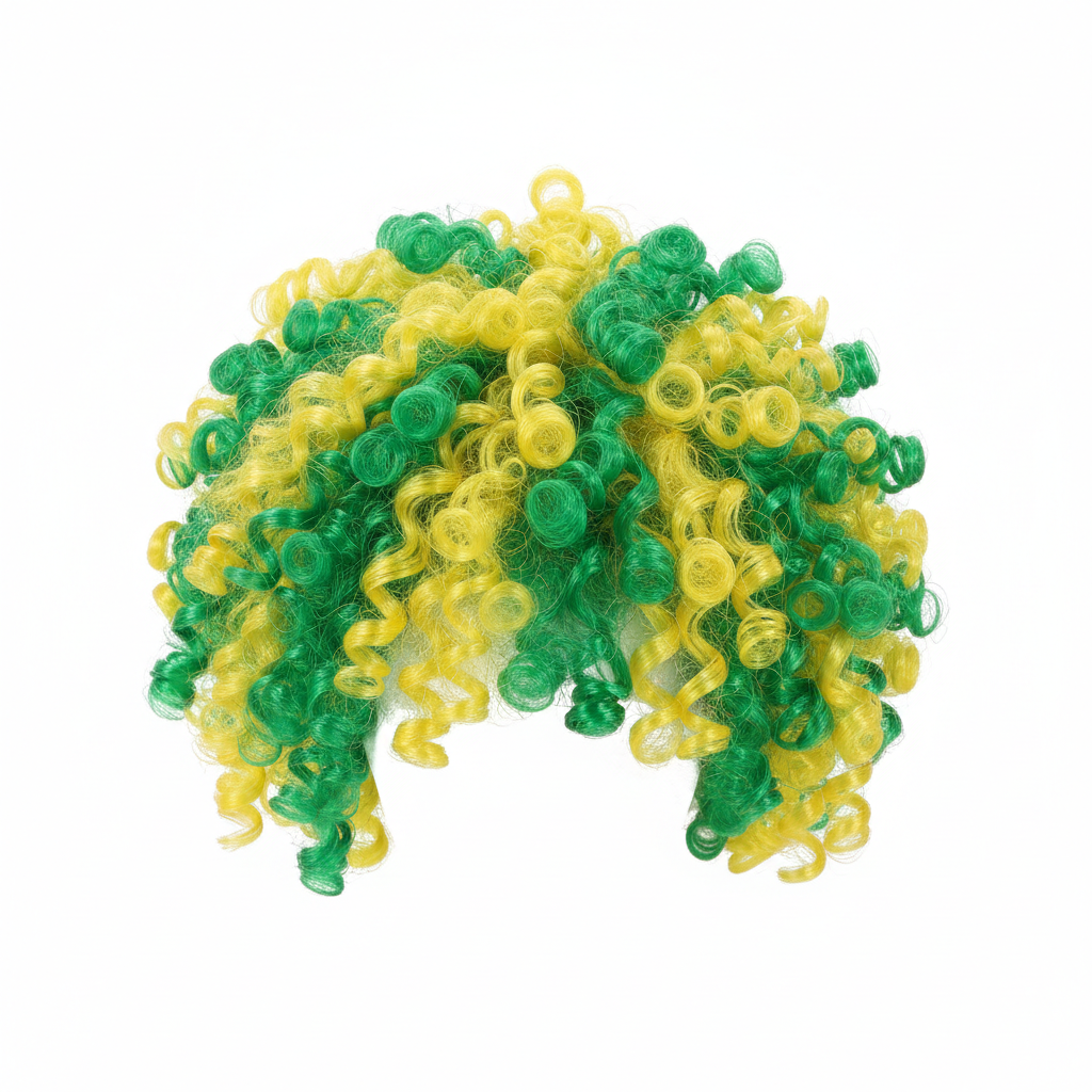 Brazil fan wig yellow and green